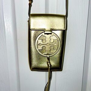 Tory Burch Gold Crossbody Phone Bag